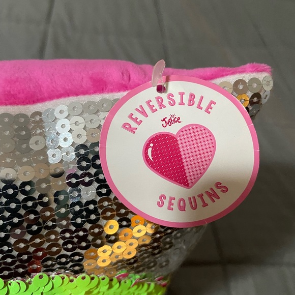 Justice Monogram A Reversible Sequins Pillow 14” - Picture 4 of 4